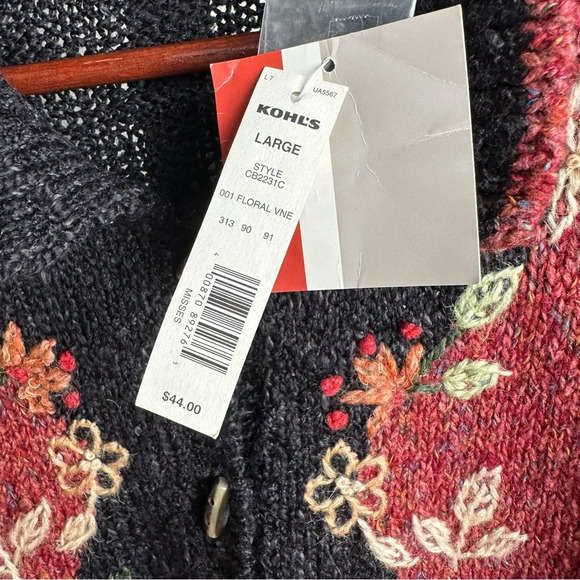 Croft & Barrow Size Large New Floral Cardigan Grandma Y2K Vintage Lagenlook Boho - Picture 6 of 12